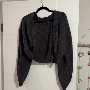 Truly Madly Deeply Dark Gray Cropped Cardigan